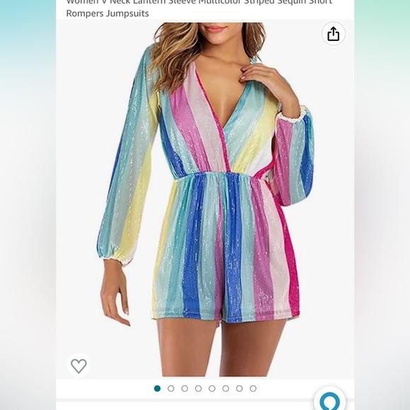 Amazon Pants - Multi Color Sequin Striped Romper
